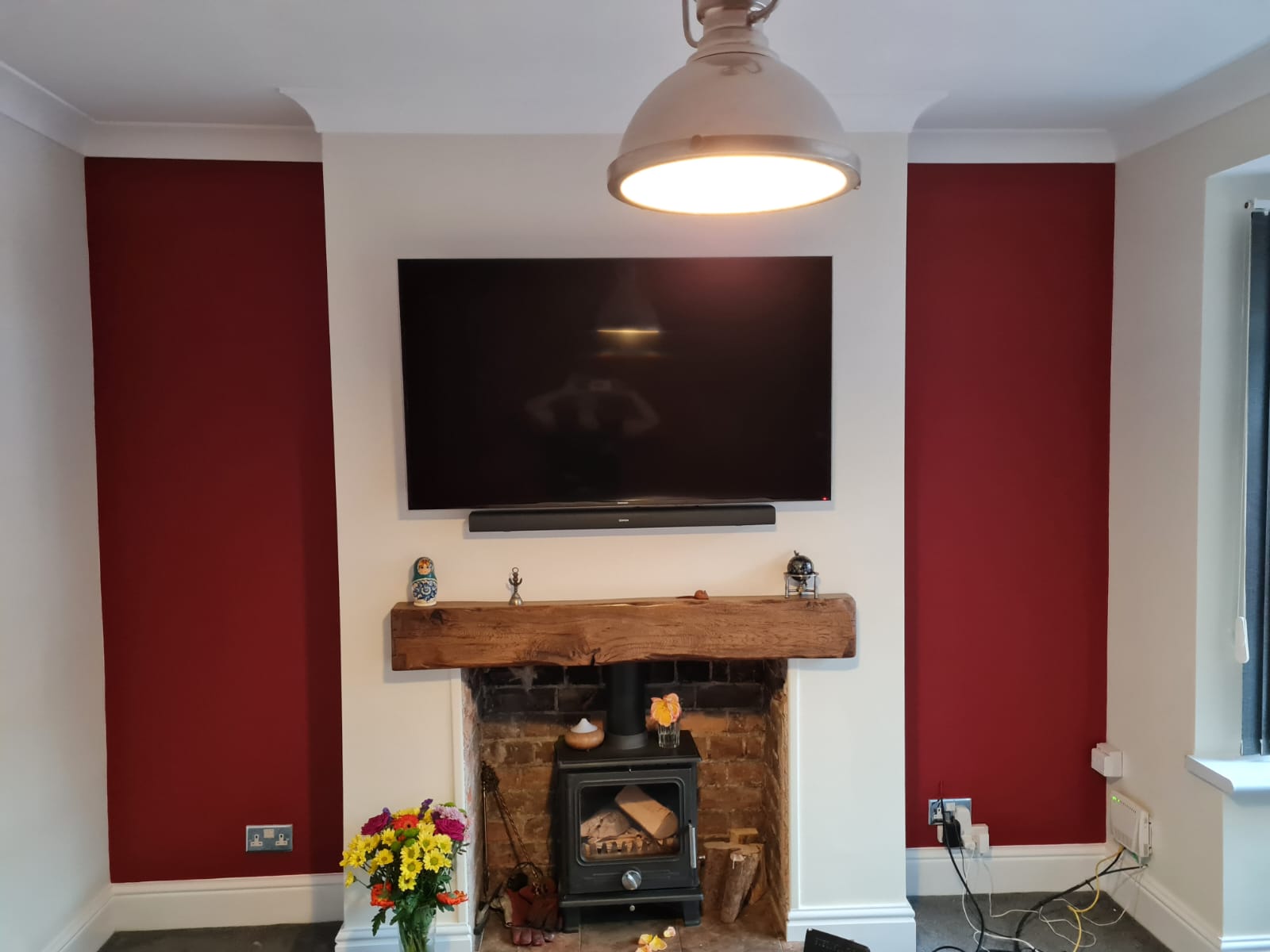 Painted Fireplace Red and White